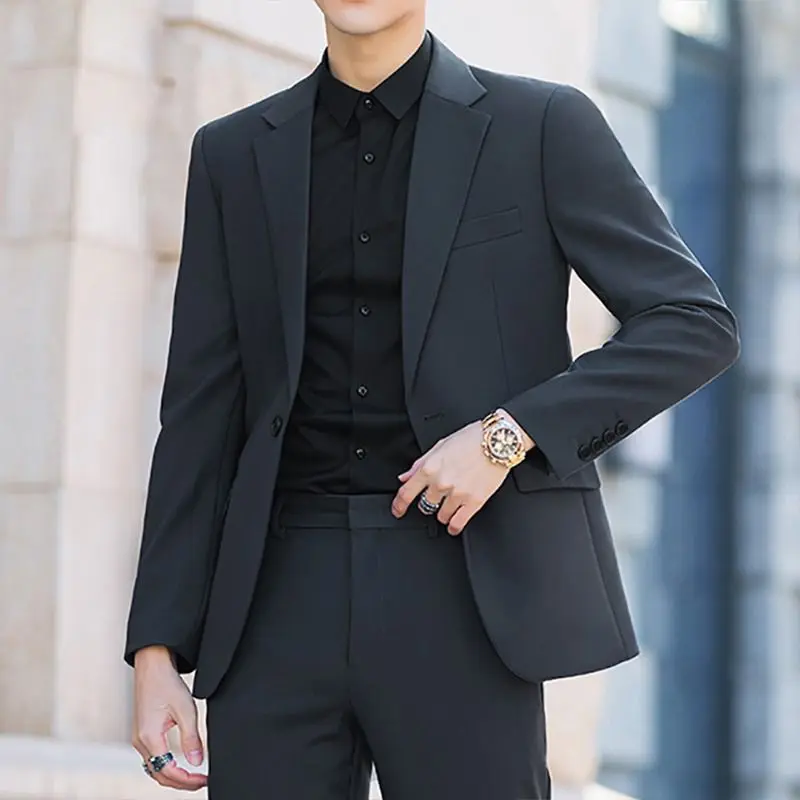 2024 Spring and Summer Men's Suit Business Casual Slim Formal Wear Middle-aged and Young Groom Suit Two-piece Suit M3011