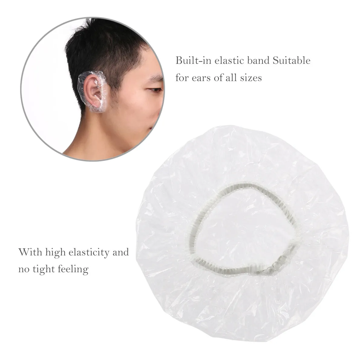 100Pcs Clear Waterproof Ear Protector Disposable Shower Ear Cover Transparent Shield for Hair Coloring Chemical
