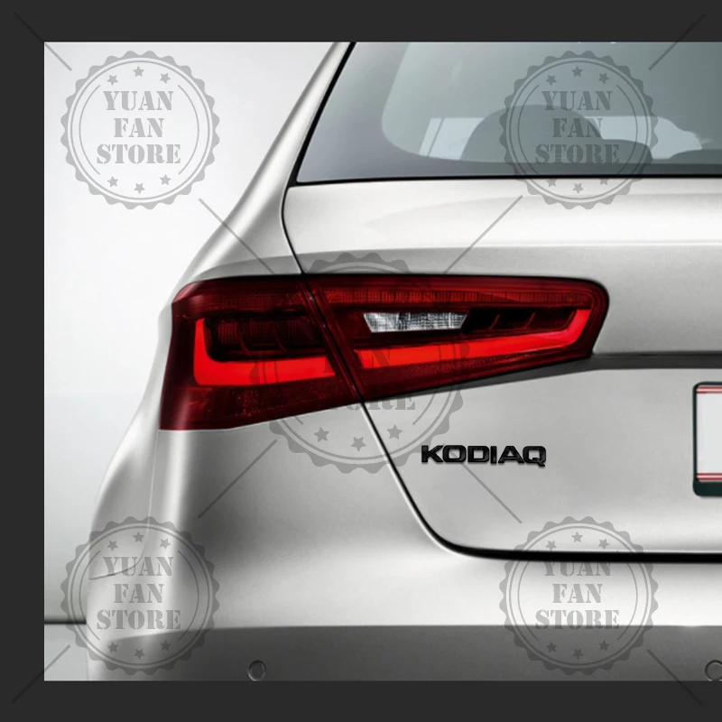 Glossy Black For Skoda Octavia Rapid Kodiaq Karoq 4X4 Fabia Kamiq Superb Yeti Metal Badge 3D Stickers Car Trunk Body Decal