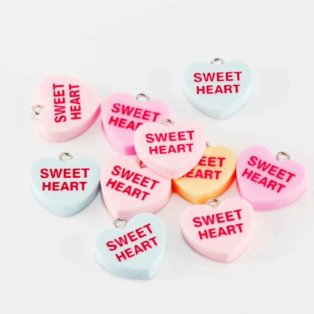 Resin Love Charms with Letter Words for DIY Jewellery Making