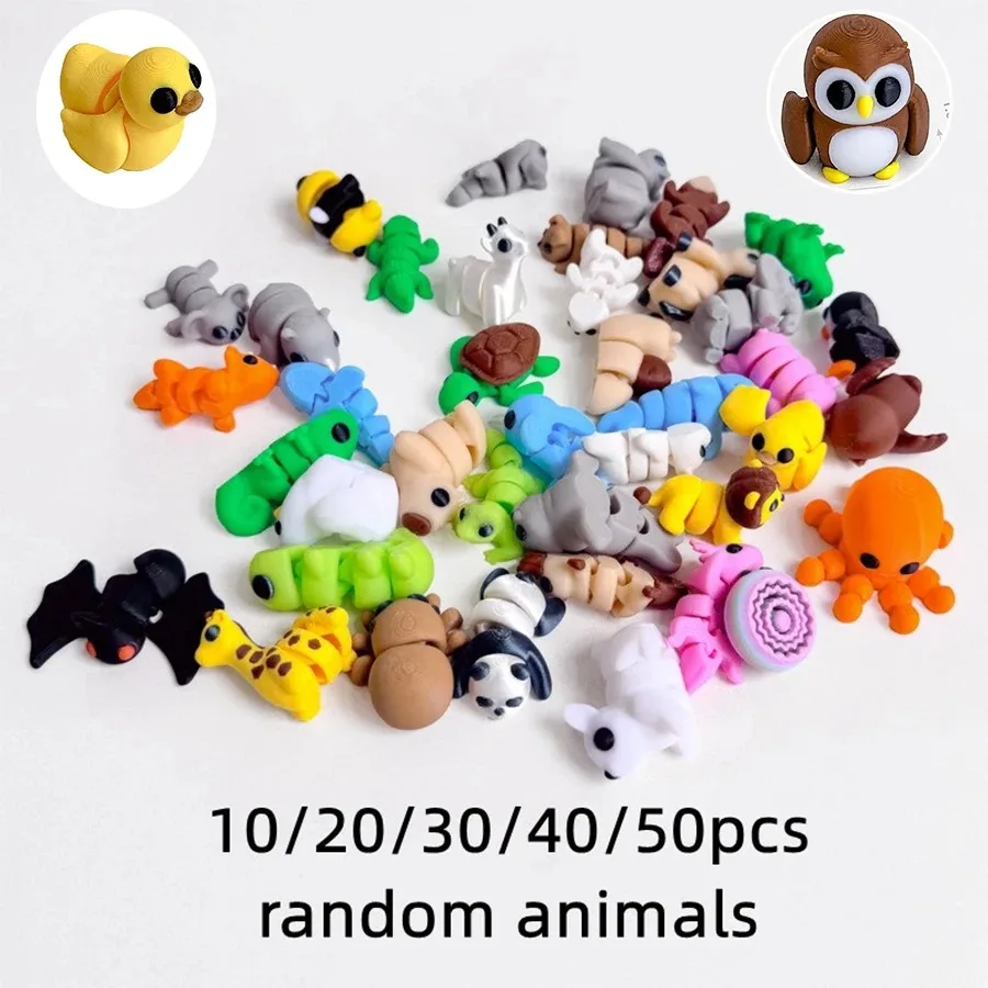 10/50pcs 3D Printed Simulation Toys Mini Animal Model Home Ornament Cartoon Figure Birthday Gift Sets Decompression Kid ToyXXL