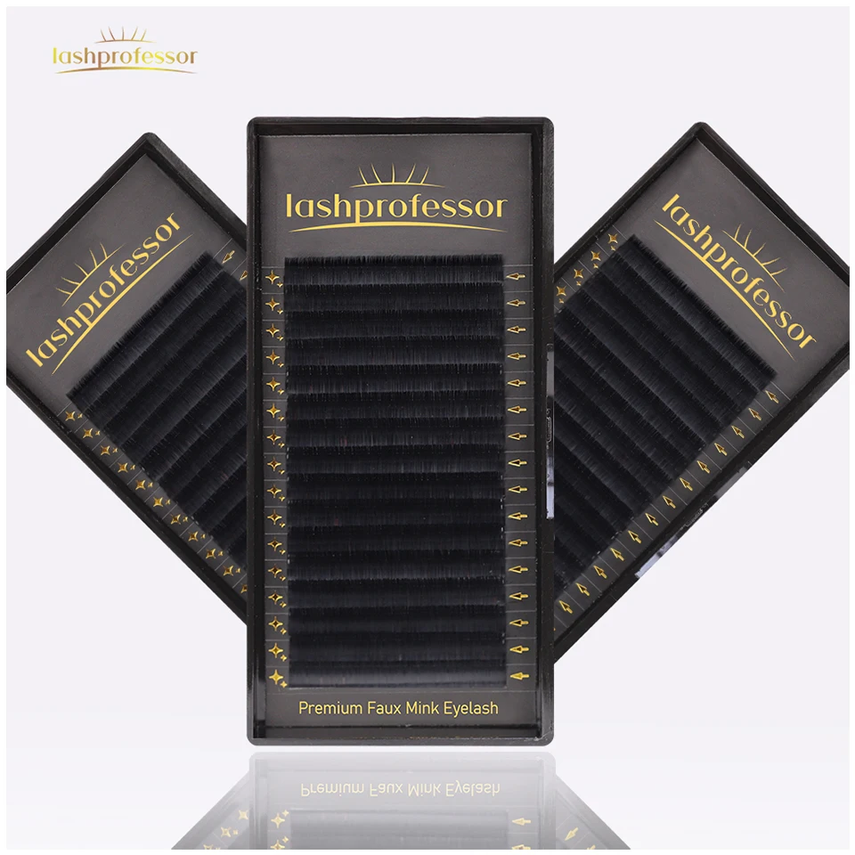 Lashprofessor 16Rows Wholesale Eyelash Extension Soft Natural Russian Volume Classic Individual Lashes Faux Mink Cilios Supplies