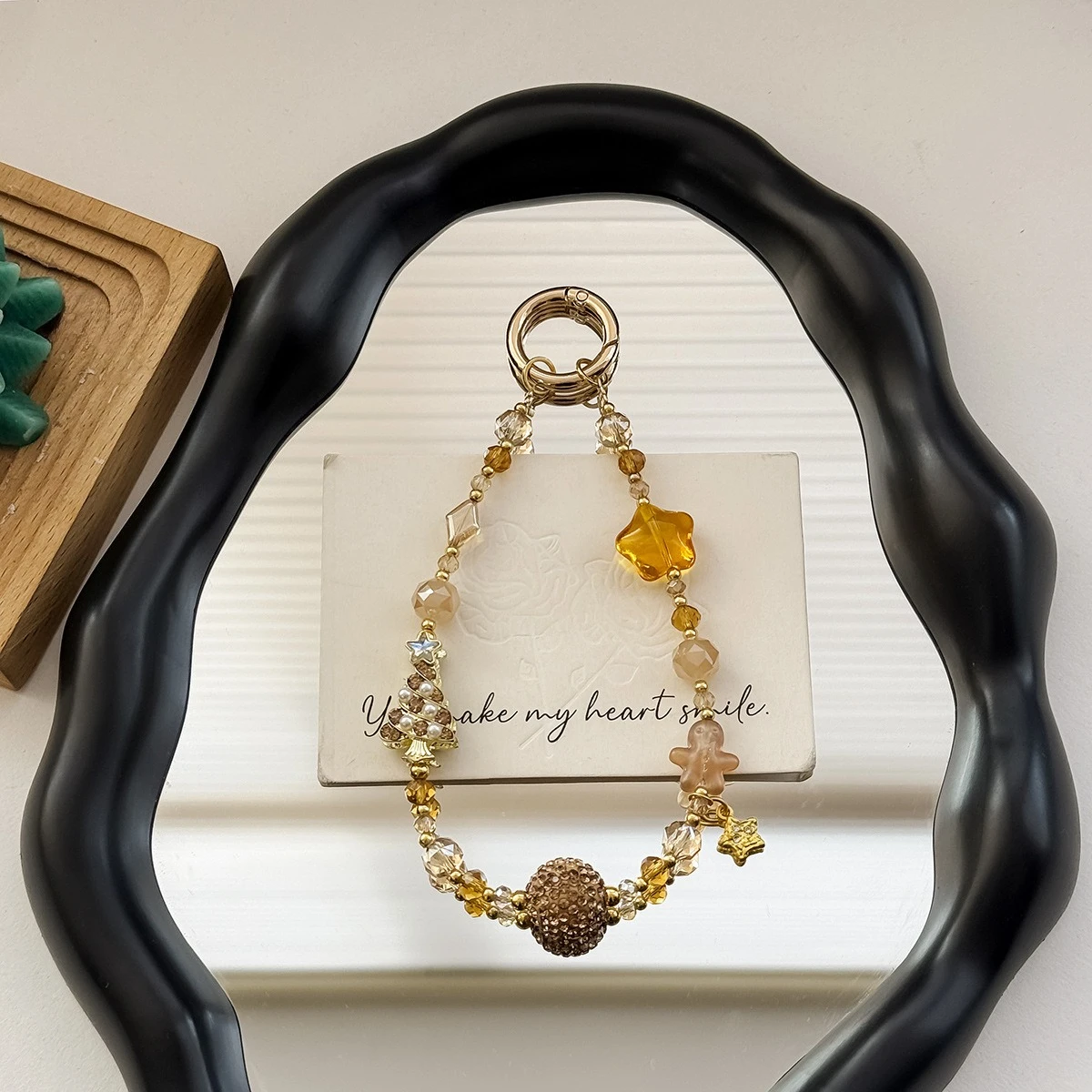 الفاخرة عيد الميلاد سبيكة كريستال ستار الخرز حقيبة قلادة الزنجبيل رجل هدية شجرة عيد الميلاد الهاتف المحمول المفاتيح كريستال الحبل