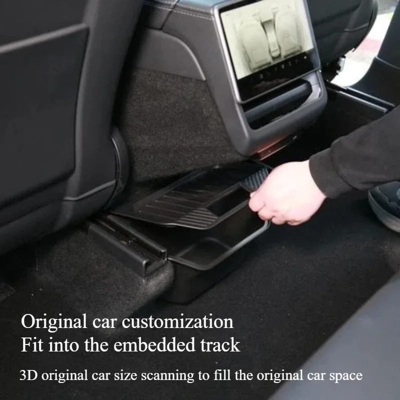 

For Tesla Model Y Juniper 2025 Rear Seat Storage Box Organizer Center Console Bin Backseat Trash Can Under Seat Tray Accessories