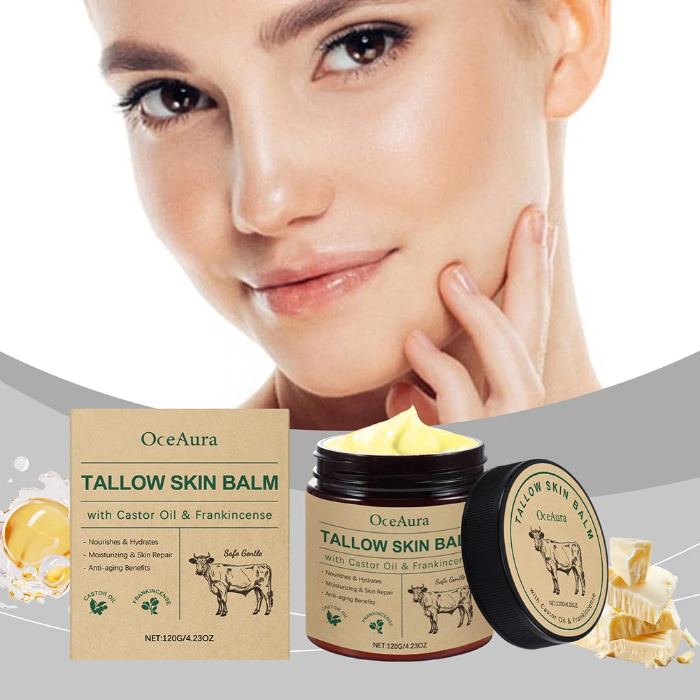 

120g Tallow Castor Frankincense Skin Balm Grass Fed Whipped Beef Tallow Balm Deeply Moisturizing For Face Body Care