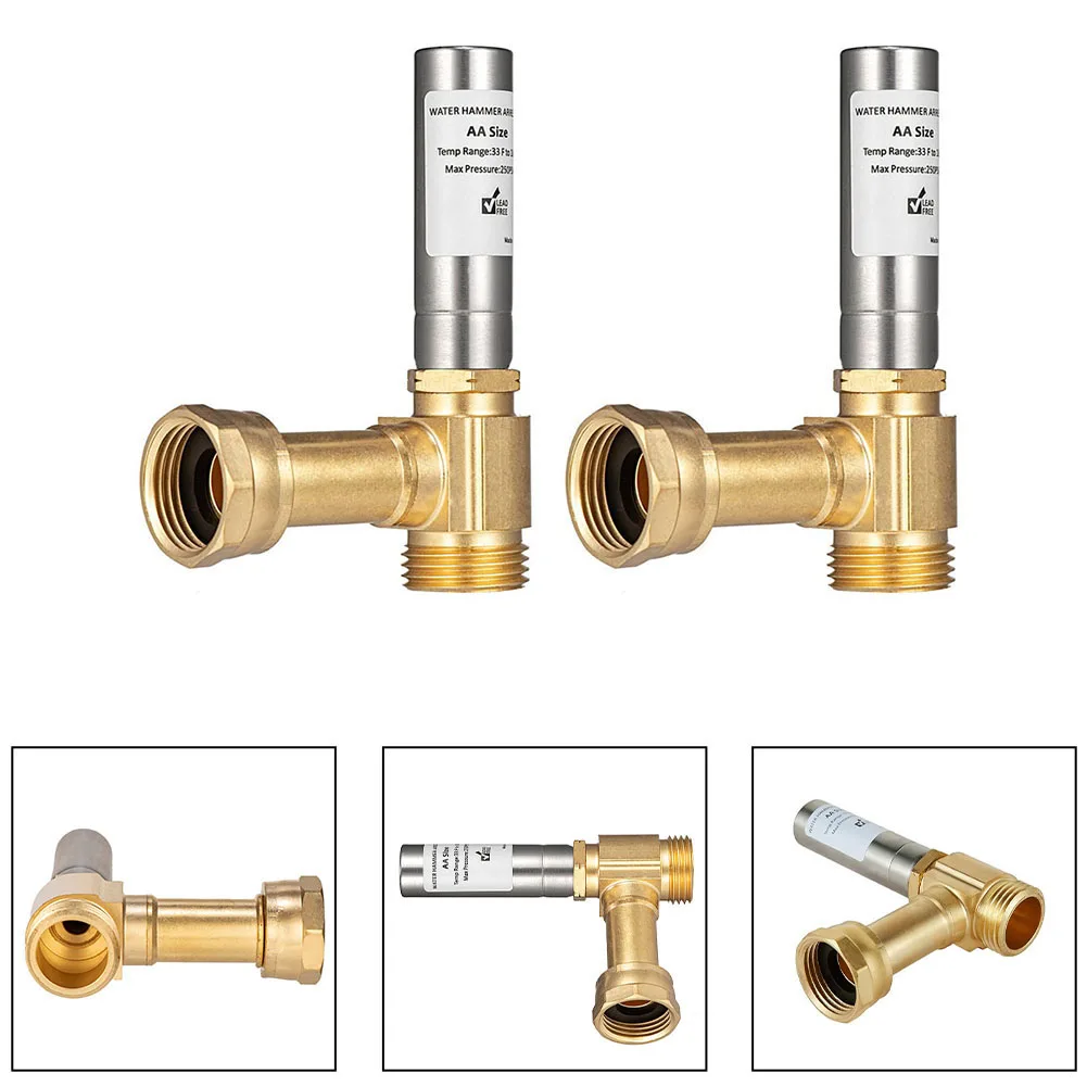 Stainless Steel 3/4 Inch Angle Water Hammer Arrestor For Washing Machine Noise Reduction Plumbing Fitting Adapter