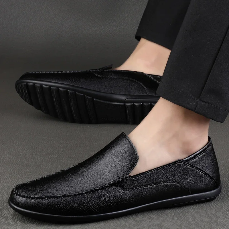 

Men Shoes genuine Leather Mens Loafers Spring autumn Business Slip-On Wedding Formal Dress Male Shoes men Driving Moccasins