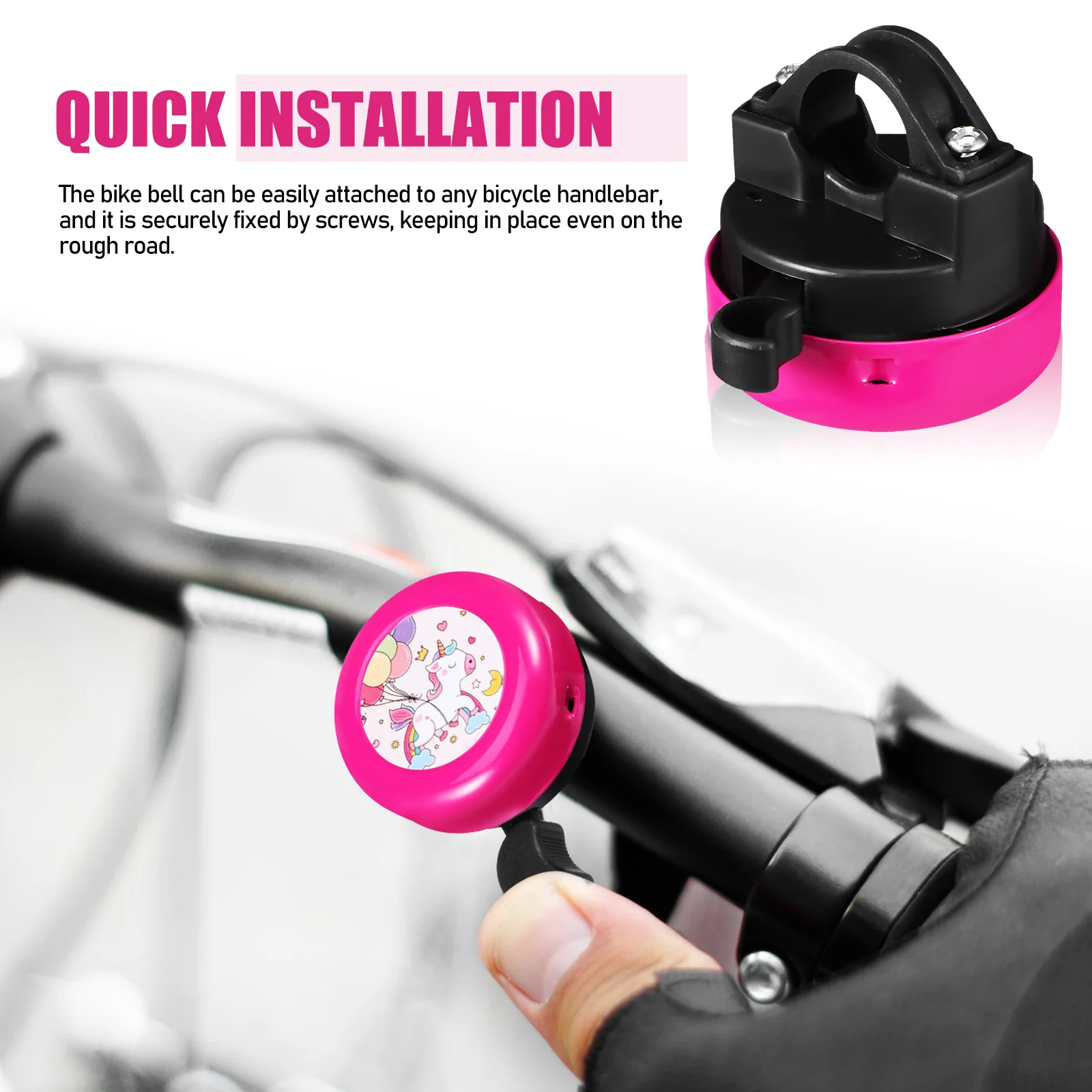 1Set Bicycle Bell Unicorn Design Loud Metal Bell for Bike Handlebar Ribbons Included Cycling Safety Accessory Road Mountain