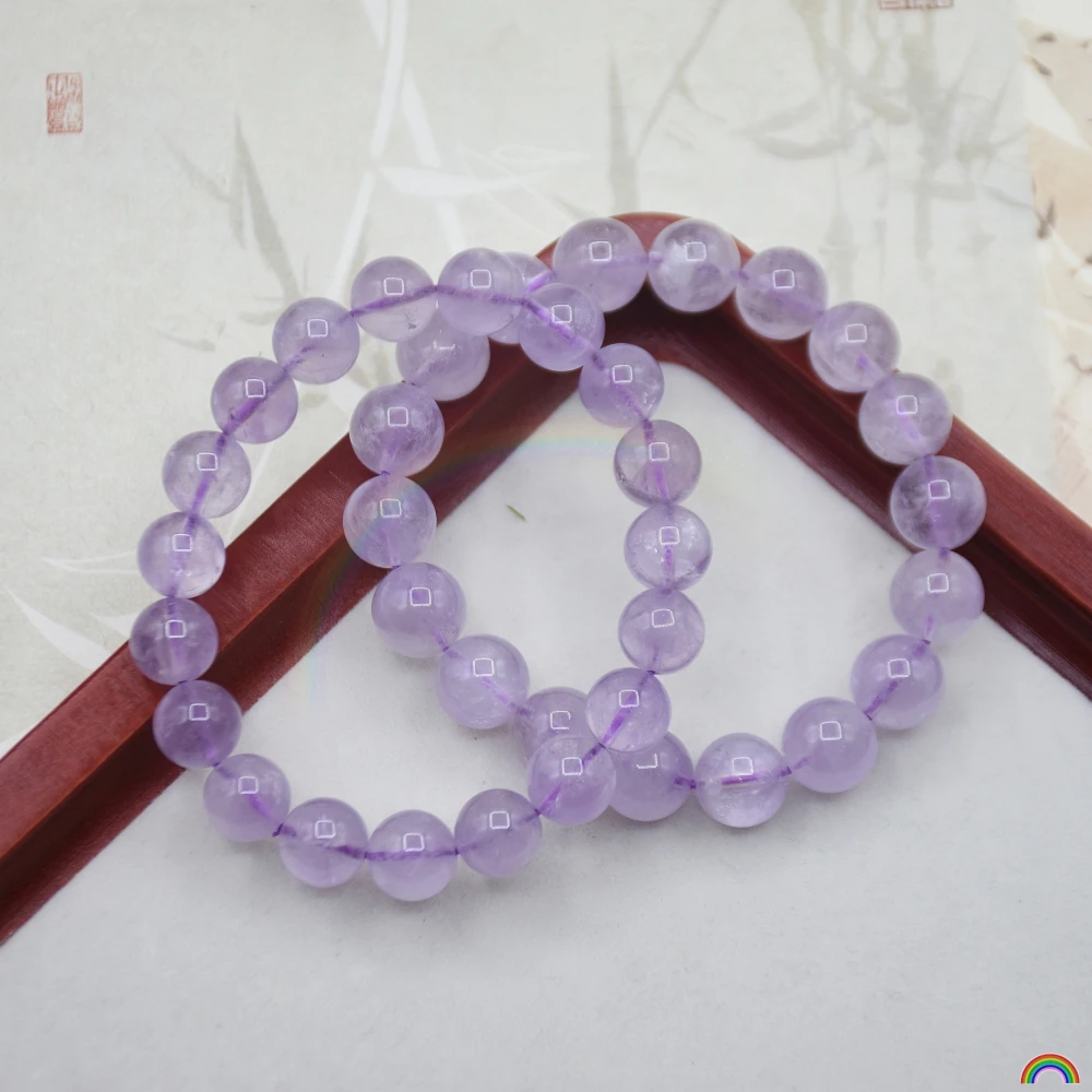 Natural amethyst single circle round bead bracelet for women, lavender light purple jewelry bracelet, Rwbuy brand design