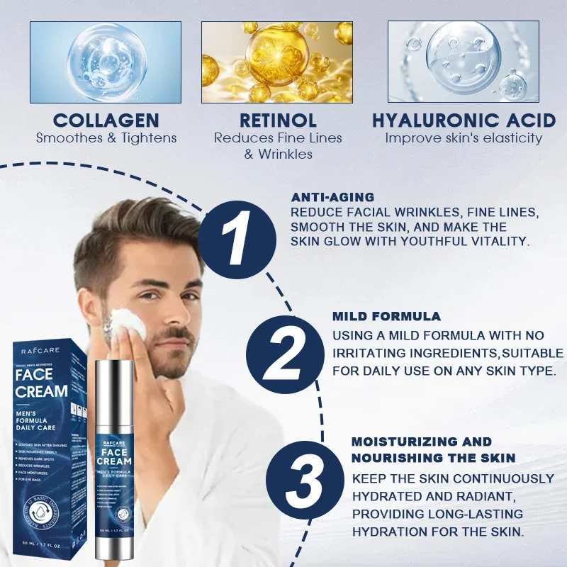 Men\'s Collagen Face Cream High HA Anti-aging Portable Moisturizing Cream Retinol Anti Wrinkle Skincare Products For Daily Use