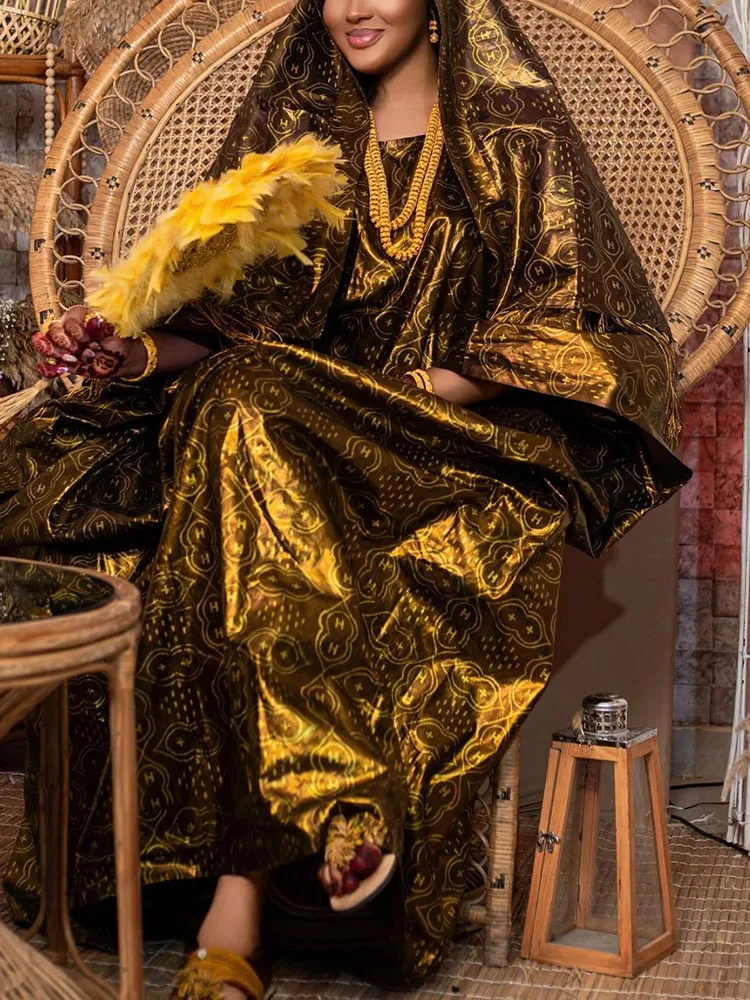 

Chic Handcrafted Dashiki Robe Boubou - Premium Soft Cotton Brocade African Ankara Long Dress for Elegant Women