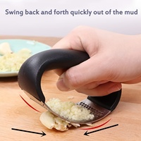 Stainless Steel Garlic Press -Manual Vegetable Cutter & Fruit Crusher for Restaurants - Easy-to-Use Kitchen Gadget