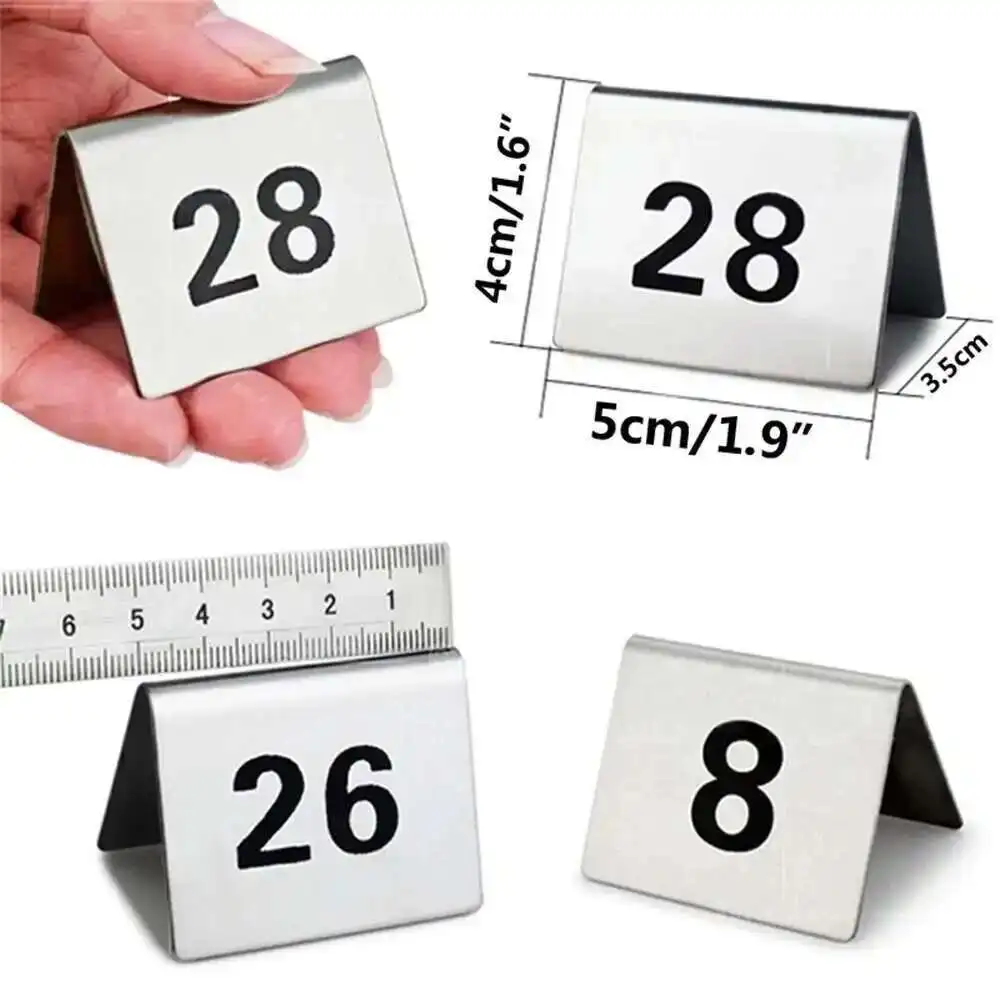 

1 To 50 Stainless Steel Table Number Cards Wedding Restaurant Cafe Bar Table Numbers Stick Set Wedding Birthday Party Supplies