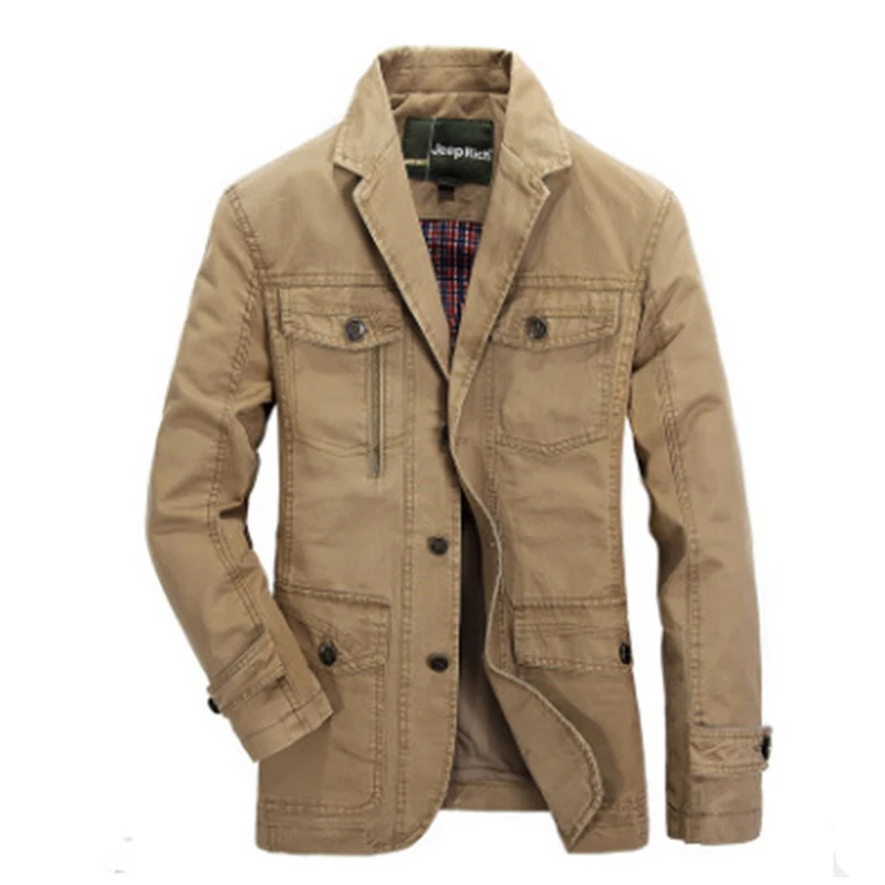 Men's Casual Suit Spring and Autumn Single Breasted Large Size Small Suit Work Suit Multi Pocket Jacket