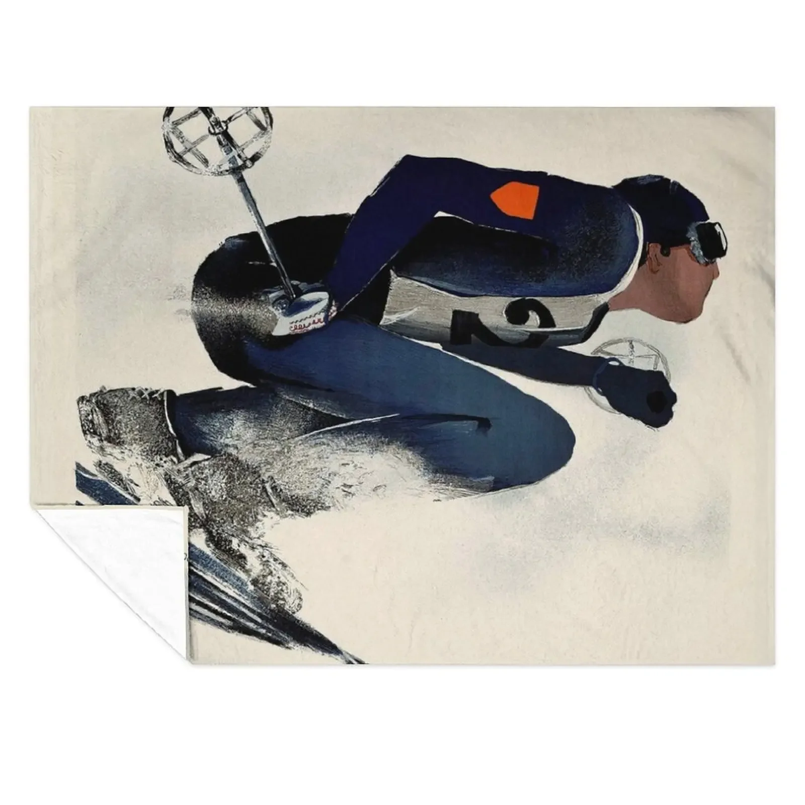 

Dynamic French Vintage Ski advert from 1939 Throw Blanket Thins Furry Soft Beds Soft Plush Plaid Blankets