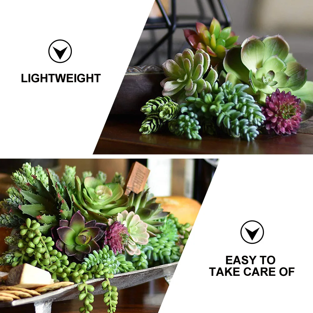 

14pcs Simulated Succulent Plants Lightweight Artificial Decor for Indoor Outdoor Wall Decoration Practical Photo Props Fake