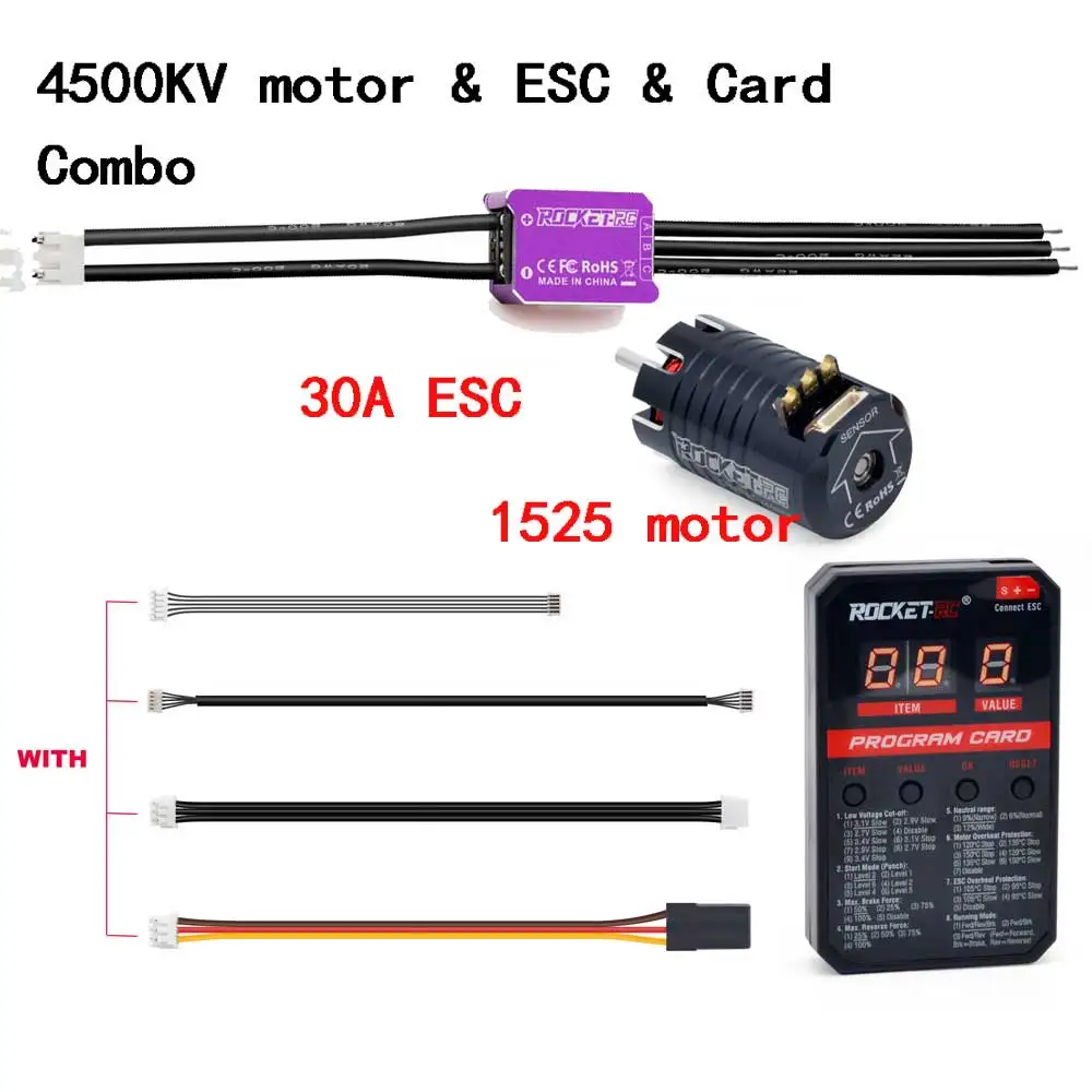 ROCKET-RC Kiwami 30a Esc Mini1525 3500/4500/5500/6800kv Motor Sensorloze Borstelloze Combinatie Voor 1/28 1/27 Schaal Rc Auto 'S Muggenwagens