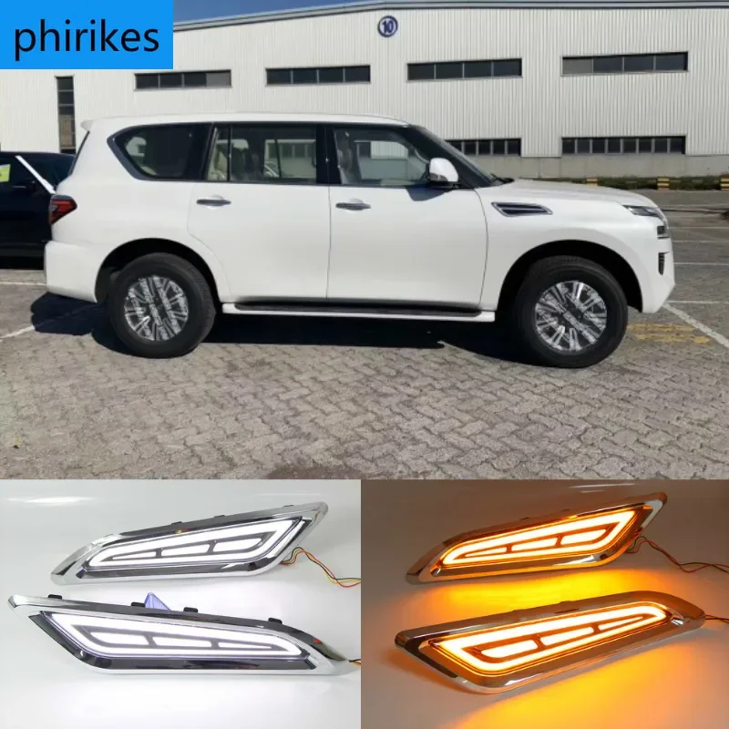 

LED DRL Flowing Turning Light Signal Lamp Side Vents StickerFor Nissan Patrol Y62 Armada Accessories 2015 2016 2017 2018 2019