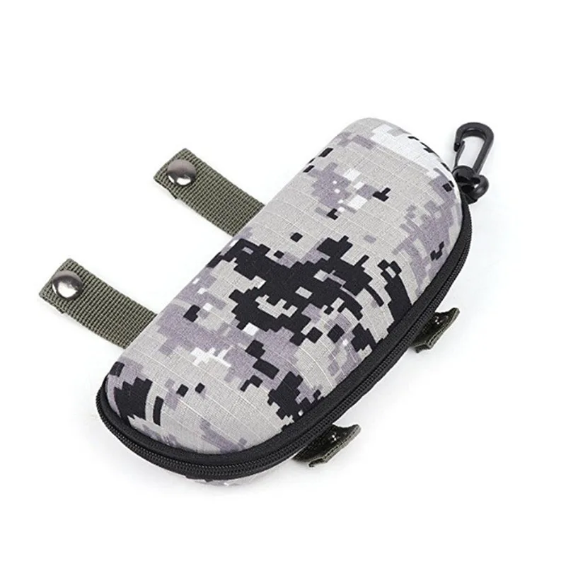 Camouflage Sunglasses Case Outdoor Portable Zipper Glasses Case Belt Sunglasses Organizer Storage Box for Outdoor Camping Hiking