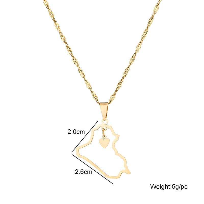 Mode Republik Irak Karte Anhänger Halskette Edelstahl Männer Frauen Herz Kreuz Karten Schmuck Geschenk – Detail 11