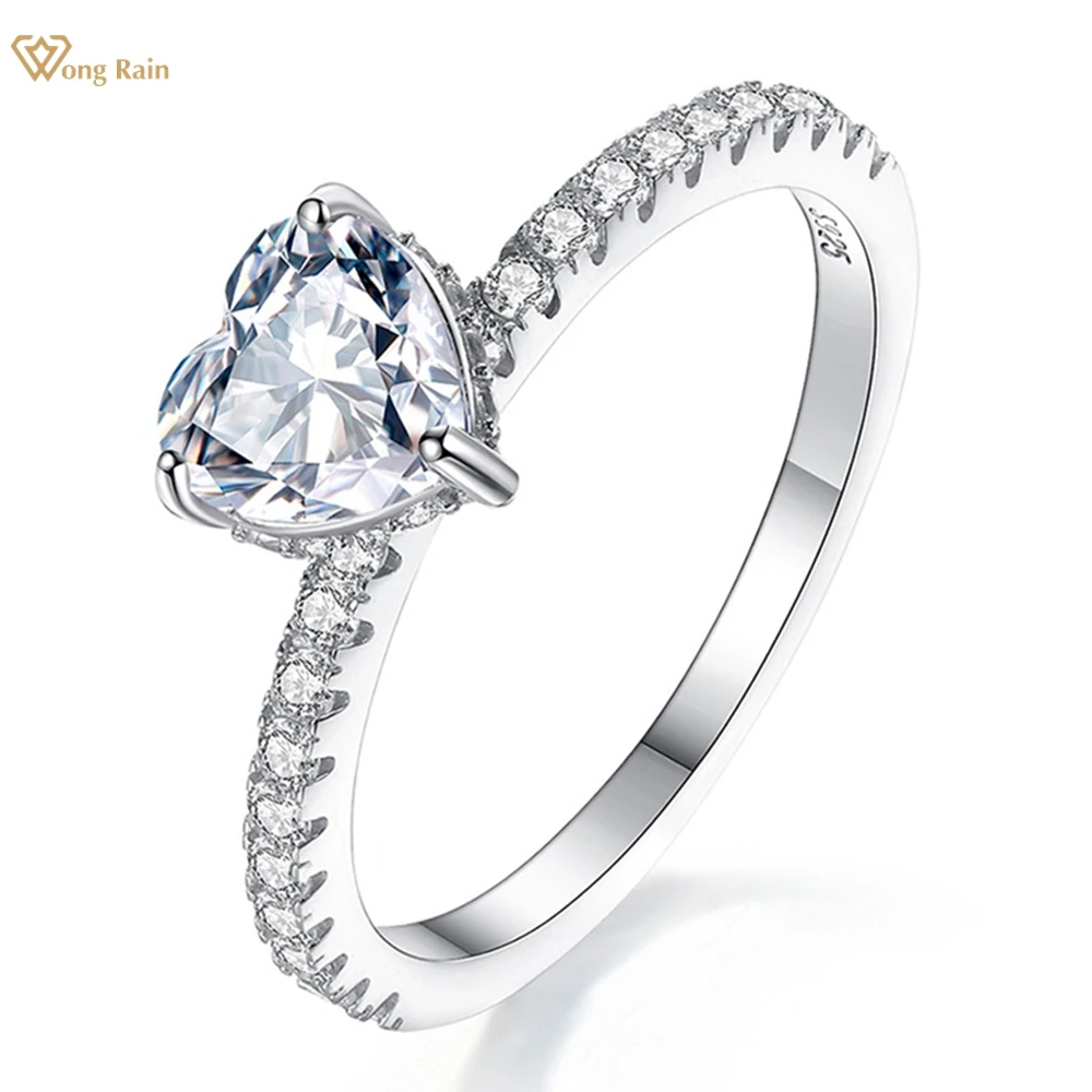 

Wong Rain 100% 925 Sterling Silver 3EX VVS1 D Color Heart Cut 1CT Real Moissanite Diamond Engagement Rings Jewelry GRA Wholesale