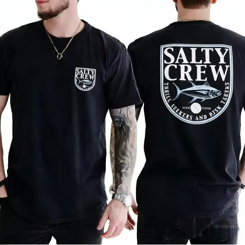 Camiseta Vintage de Manga Corta con Cuello Redondo, Estilo Rock Punk Americano, Simple, de la Marca Salty Crewhang Seafarer, 2026