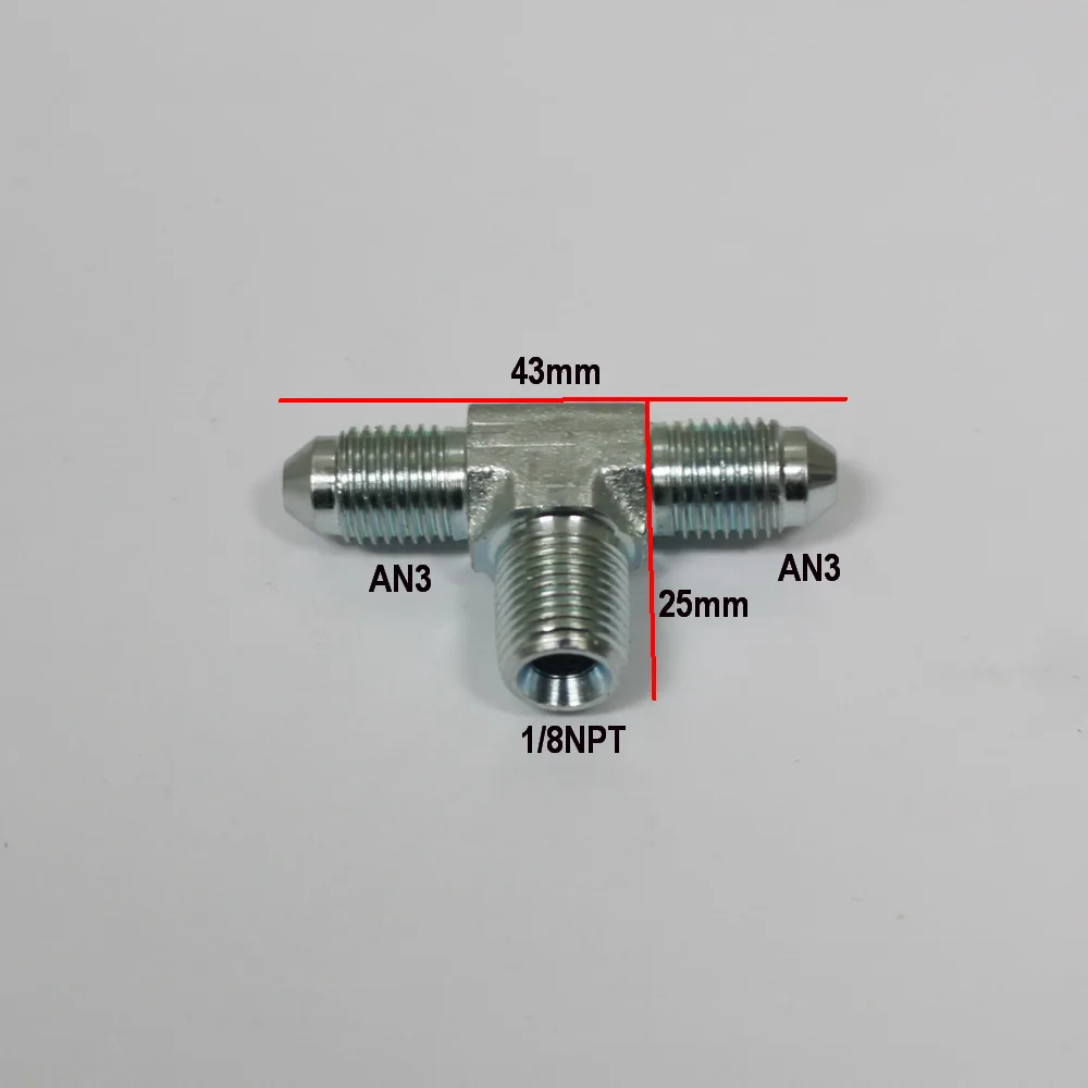 

Тройник тормозной линии AN3, фитинги адаптера тройника 1/8 дюйма. Наружная резьба NPT, -3 наружная резьба