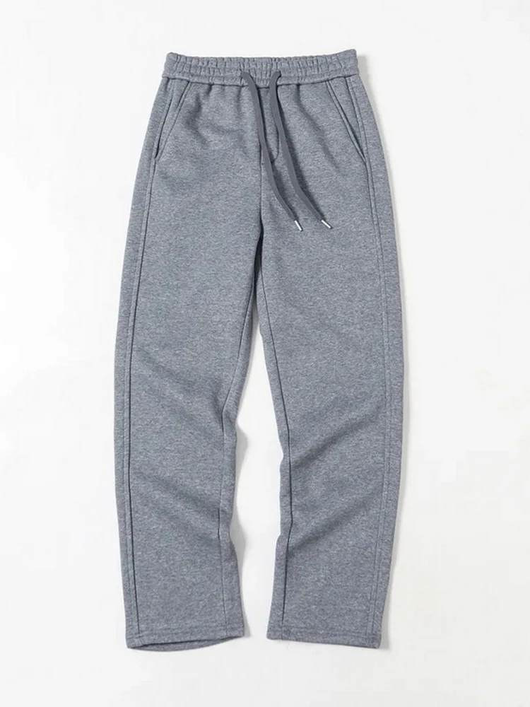 

Мужские повседневные спортивные брюки прямого кроя из хлопка с флисовой подкладкой, утепленные, свободного кроя, удобные, для зимы и активного отдыха