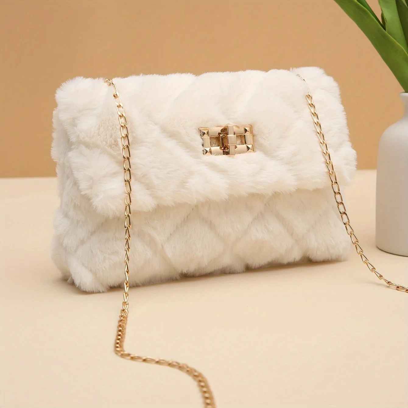 

faux fur shoulder bag