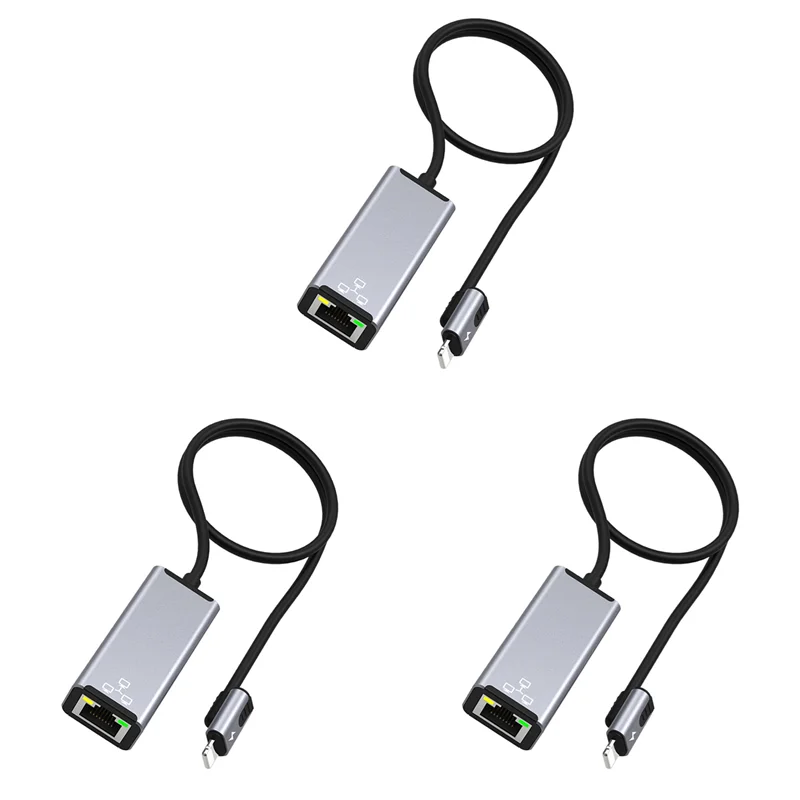 ABGB-3X RJ45 LAN محول آيفون 14 13 12 11 8 7 6 5 /Ipad/Ipod إيثرنت LAN محول الشبكة مع منفذ محول الشحن 20 واط