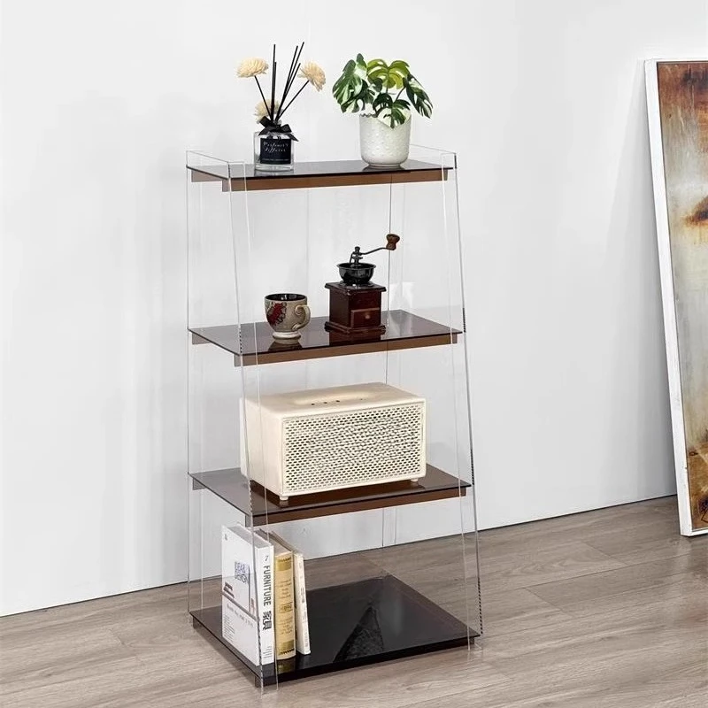 

Acrylic trapezoidal floor rack household transparent display rack living room bedroom study multi-layer storage rack flower