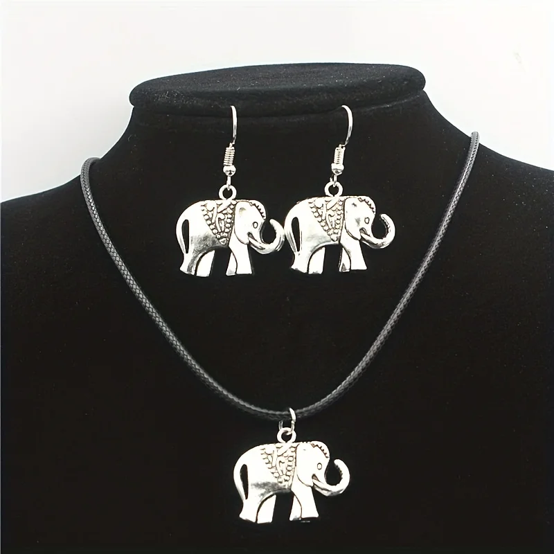 1 Pair of Earrings 1 Necklace Cute Elephant Pattern Match Daily Outfits Party Accessory Dainty Birthday Chrismas Gift For Women