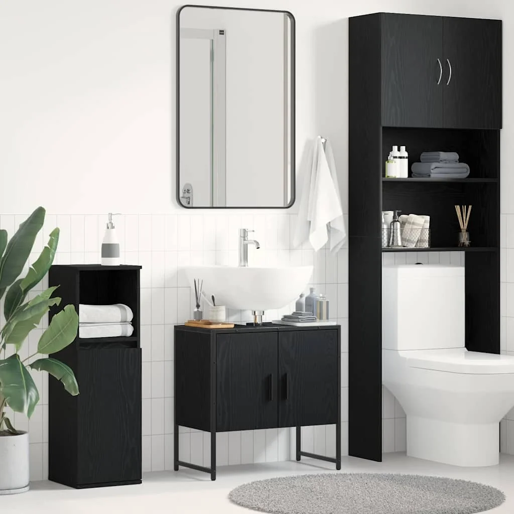 Badezimmer-Waschtischunterschrank, schwarze Eiche, 60 x 30 x 60 cm, Badezimmer, großer Aufbewahrungsschrank, wasserdichte Schränke, Haushaltsdekoration