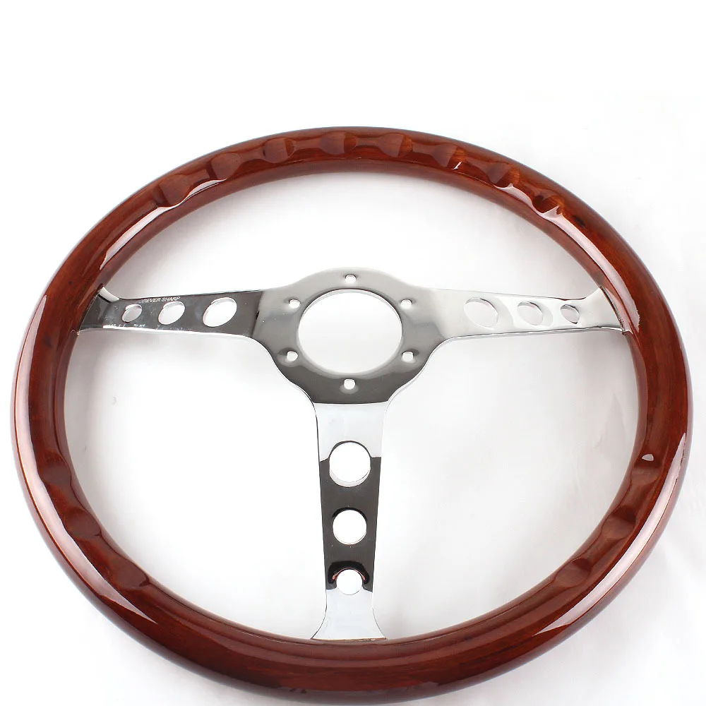 personality modified car steering wheel 380mm classic wood electroplate steel vintage hiphop universal steering wheel