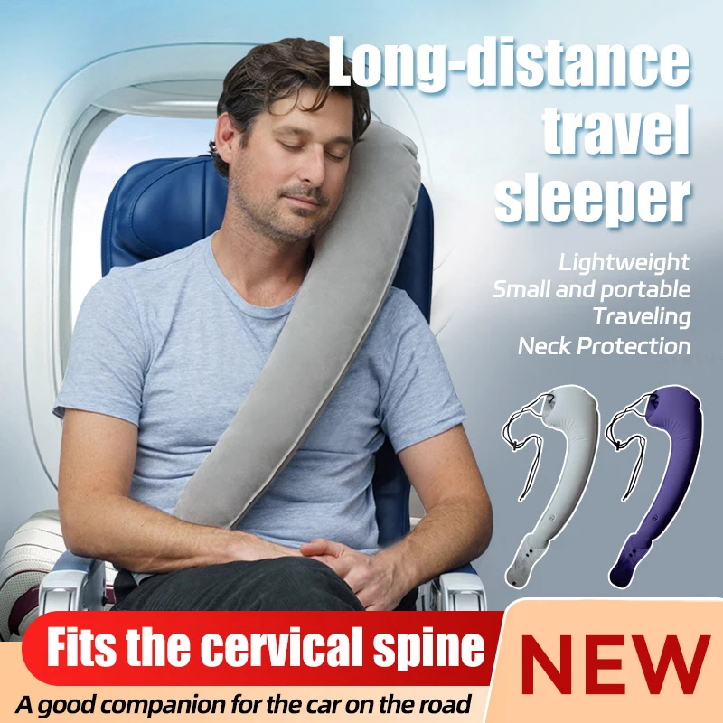 Travel Pillow Sleeping Artifact Sitting in Cars, Planes, High Speed Trains Side Sleeping Neck Pillow Inflatable Pillow