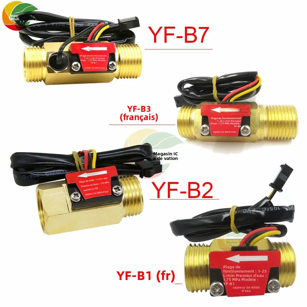 Capteur de débit en laiton G1/2 "DN15 capteur à effet Hall à filetage YF-B1/B2/B3/B7 interrupteur capteur de débit d'eau débitmètre débit à Turbine Hall 1 ~ 25L/min