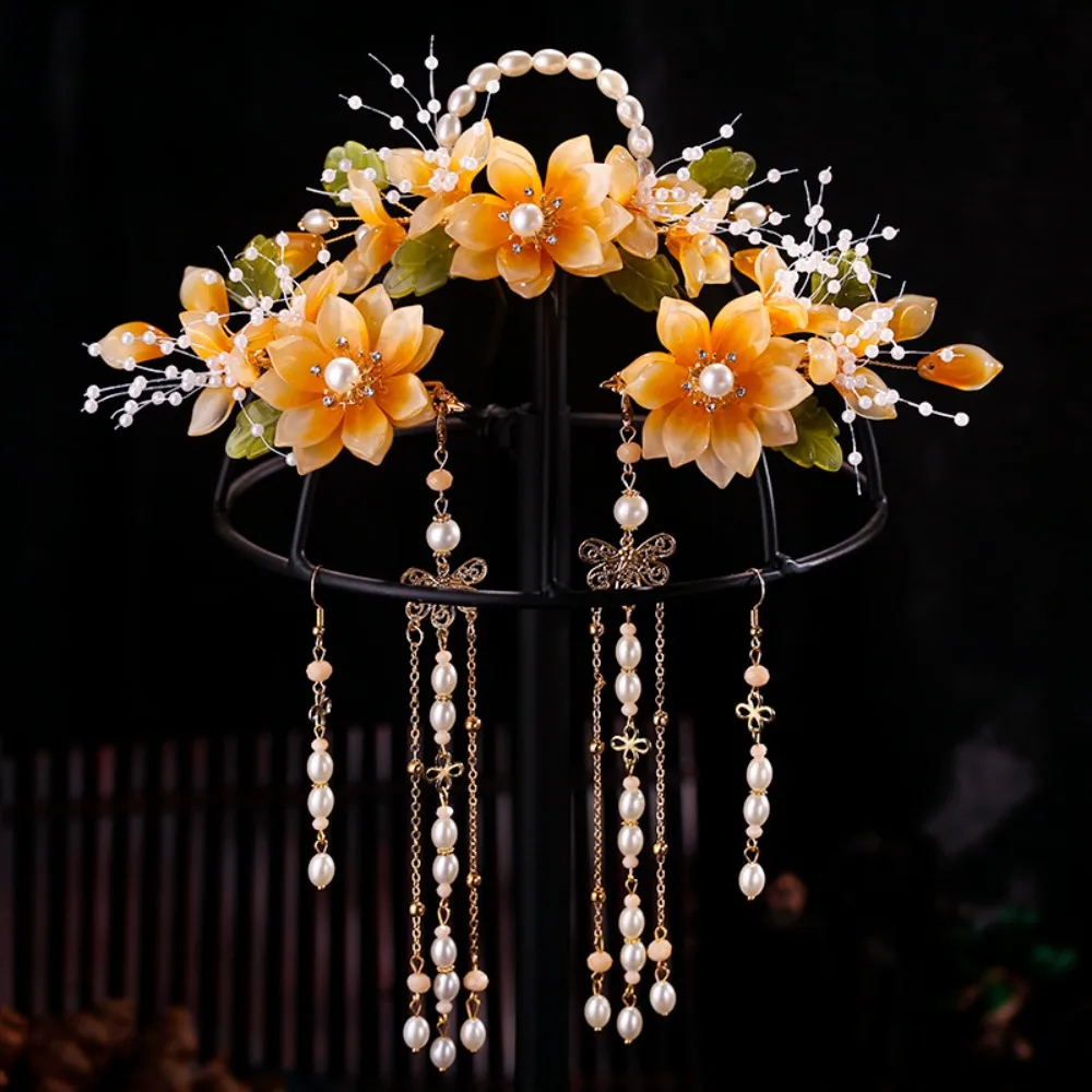 

Ancient Style Chinese Style Hairpin Set Pearl Tassel Hanfu Hair Stick Hair Chopstick Headwear Flower Hair Comb Cheongsam
