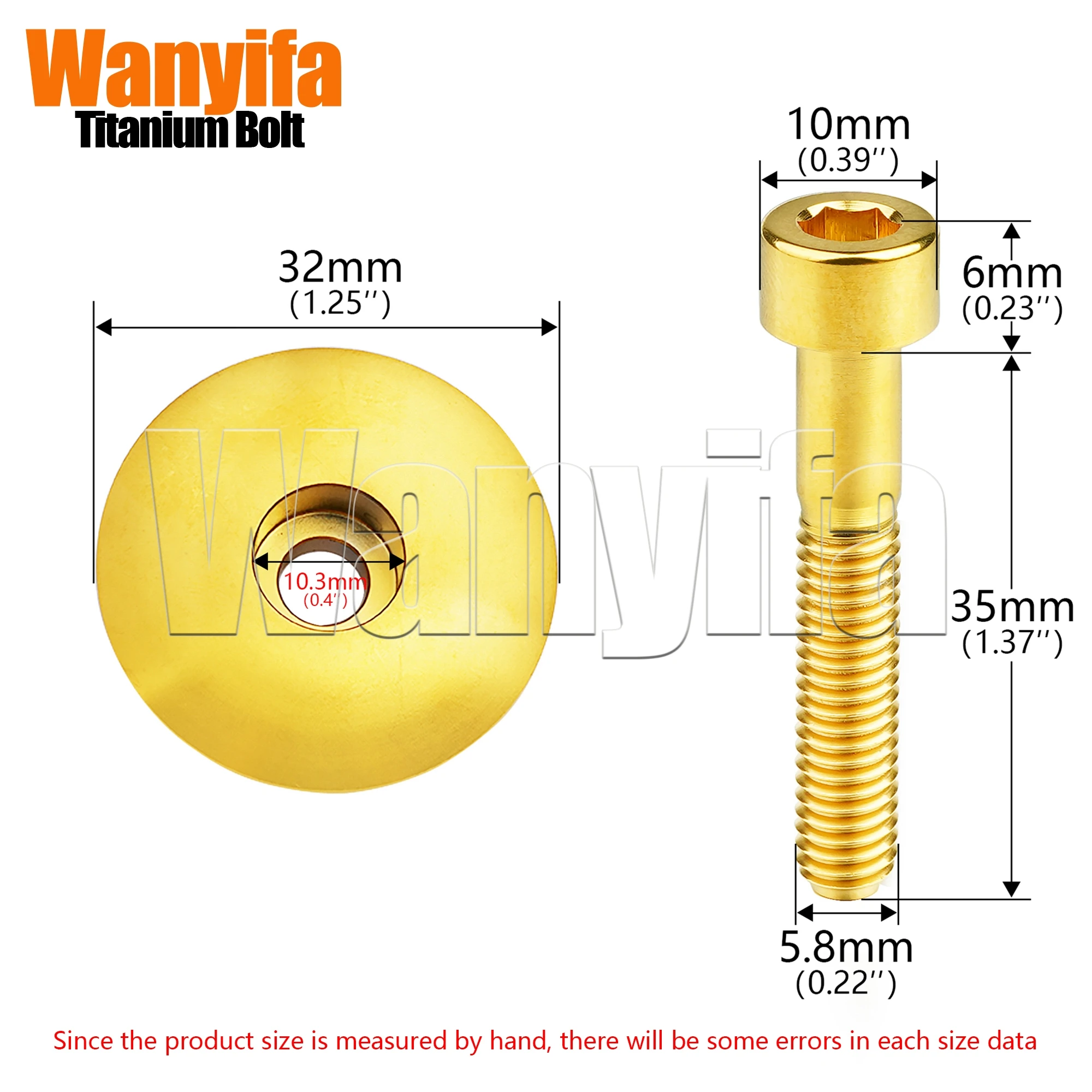 Wanyifa Bicycle Headset Top Cover Titanium Alloy Steerer Fork Tube Headset Cap Cover with Bolt