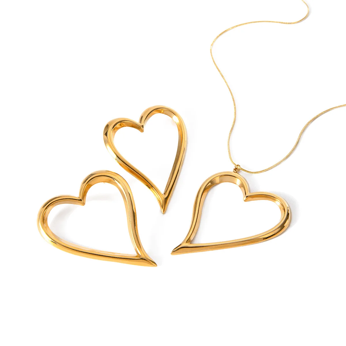 

Stainless Steel PVD 18K Gold Plated Tarnish Waterproof Big Size Heart Hoop Earrings For Woman Jewelry Wholesale INS