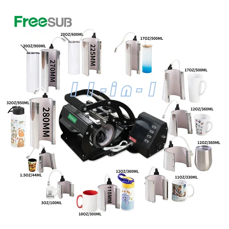 Freesub  20oz 30oz 32oz tumbler heat press machine wholesale 11 in 1 mug sublimation printing machine cup