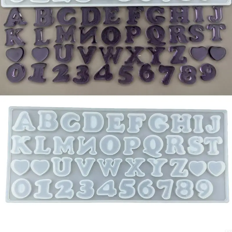 C1FE English Letter Silicone Mold Mini Letter Resin Mold Small Silicone Number Epoxy Casting Mold DIY Keychain