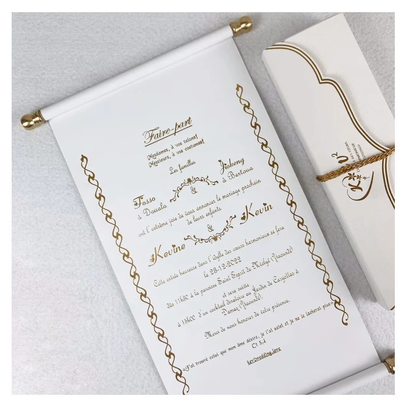 Customized European Business Graduation Season Scroll Invitation Letter Customized Personalized White Simplified Wedding Invitat