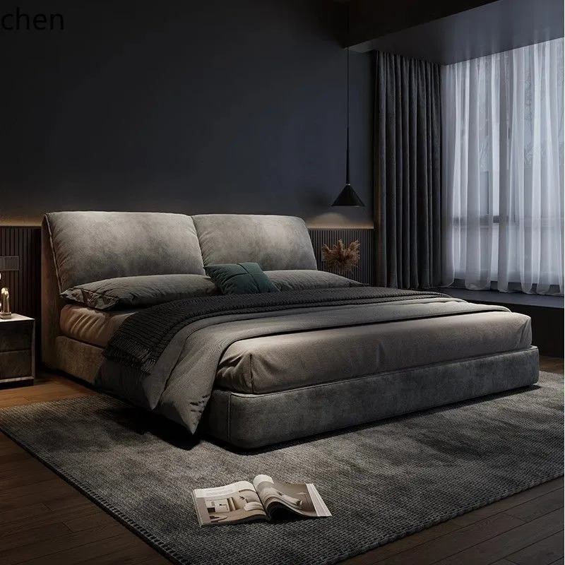 ZML Master Bedroom Fabric Bed Double Bed Modern Simple Storage Technology Fabric Bed Bedroom