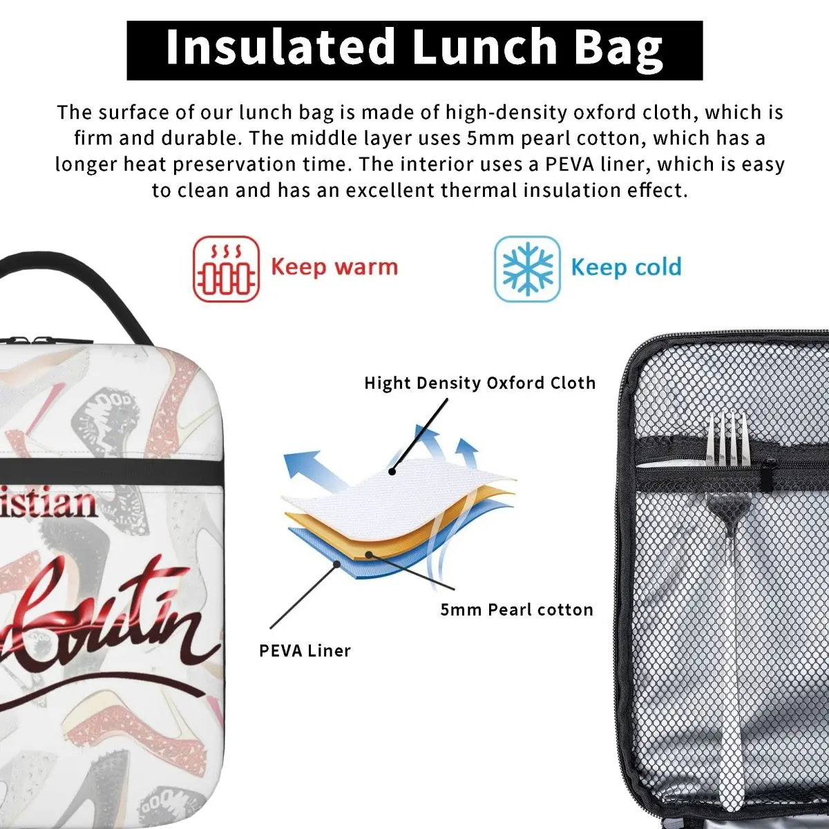 Mode Christenen Logo Geïsoleerde Lunch Tassen Thermische Tas Lunch Container Hoge Capaciteit Tote Lunchbox Food Bag School Reizen