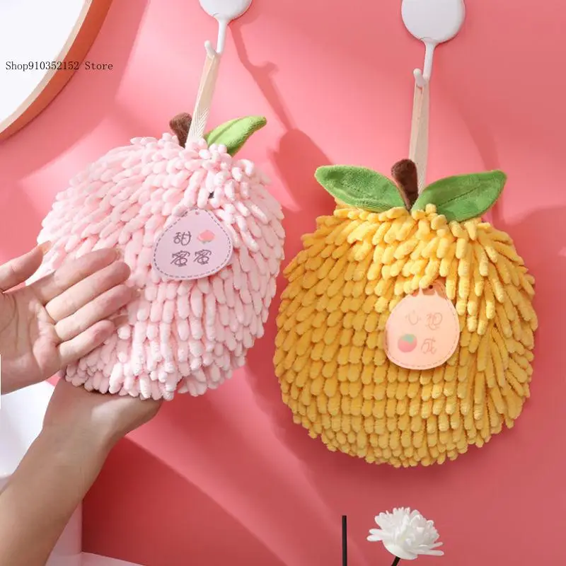 Simple Pure Color Hand Towel Bathroom Hanging Cute Kitchen Enlarged Cloth Chenille Thick Strong Water Absorption