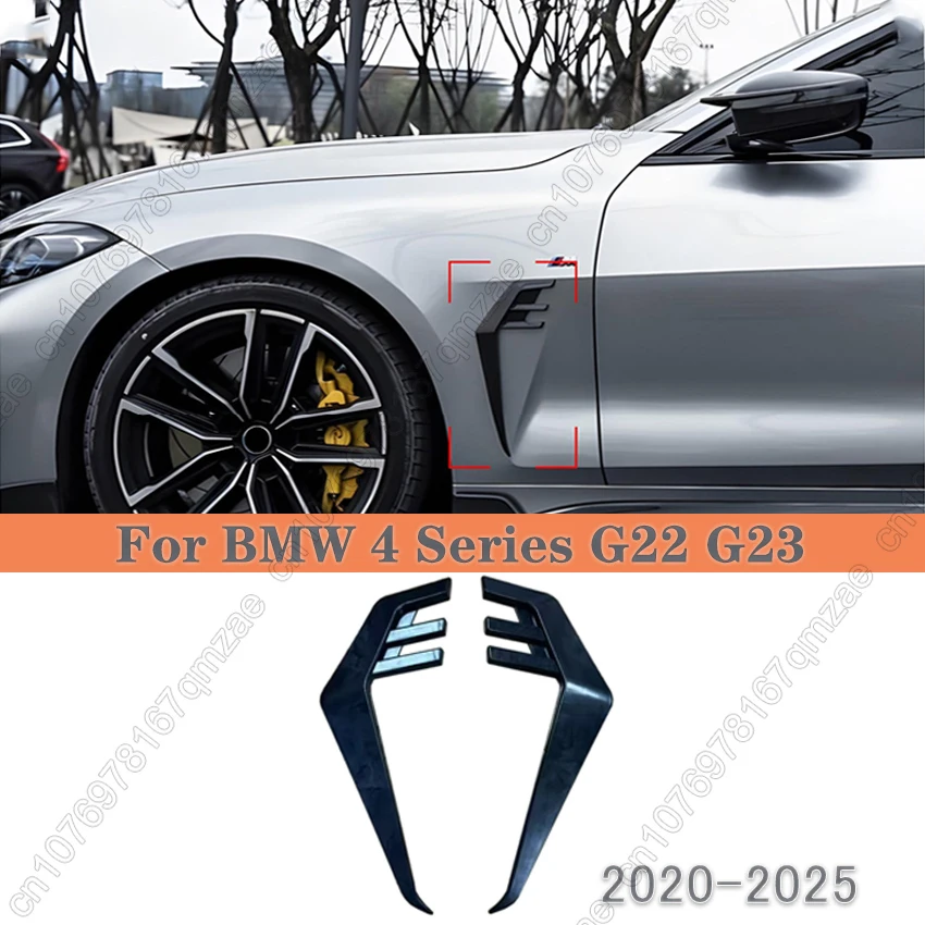

Carbon Look Car Front Airflow Cover For BMW 4 Series G22 G23 2-Door 2020-2025 Side Wing Air Intake Trim Strip Splitter Wings