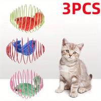 1Pc/3PCS Cat Toy Balls Funny Stretchable Kitten Springs Toys Interactive Caged Rats Rolling Cat Balls Random Color Cat Dog