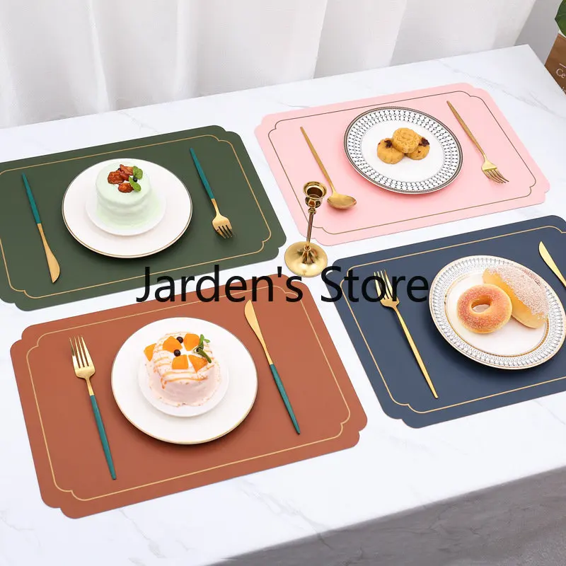 2/4/6 Pcs Nordic Style Leather Placemat Non-slip Heat Insulation Pad PVC Two-color Household Waterproof Table Mat