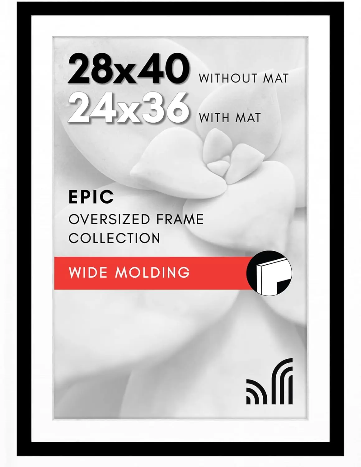 

28x40 Poster Frame with Plexiglass - Display 24x36 or 28x40 Photos - Wide Black Picture Frames for Wall Art