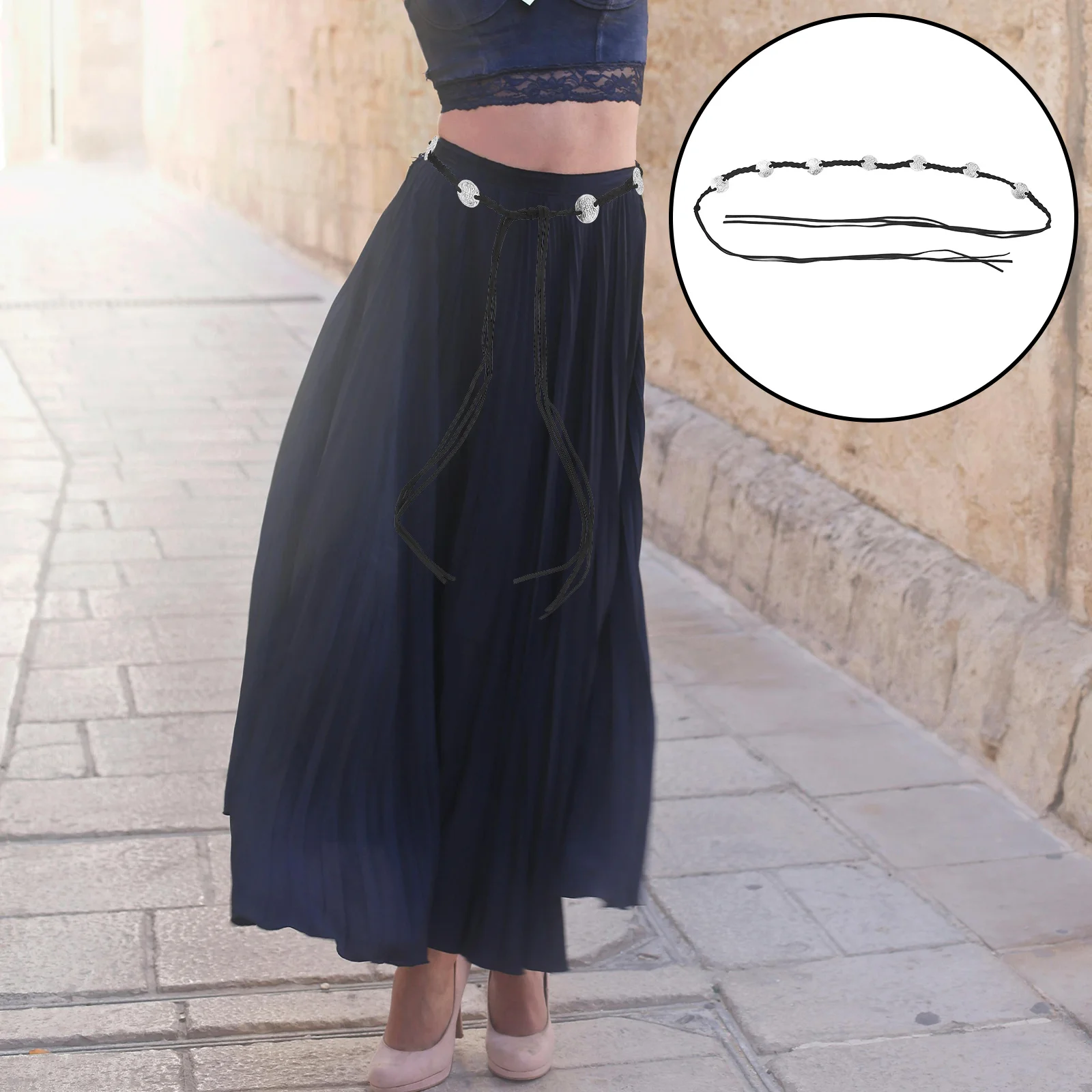 

Bohemian Belt Concho Super Long Fringe Waist Boho Belts for Women Black Hip Miss